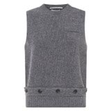 Front product shot of the Oroton Button Detail Shell Knit in Grey Marle and 100% wool for Women