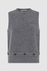 Front product shot of the Oroton Button Detail Shell Knit in Grey Marle and 100% wool for Women