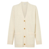 Front product shot of the Oroton Button Detail Long Line Cardigan in Cream and 100% wool for Women