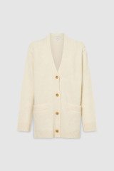 Front product shot of the Oroton Button Detail Long Line Cardigan in Cream and 100% wool for Women