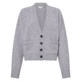 Front product shot of the Oroton Long Sleeve Boxy Cardigan in Light Grey Marle and 100% wool for Women