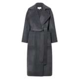 Front product shot of the Oroton Long Line Coat in Charcoal and 100% wool for Women