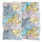 Front product shot of the Oroton Map Silk Scarf in Ballet Pink and 100% silk for Women