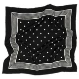 Front product shot of the Oroton Bandana Silk Scarf in Black and 100% silk for Women