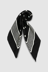 Front product shot of the Oroton Bandana Silk Scarf in Black and 100% silk for Women