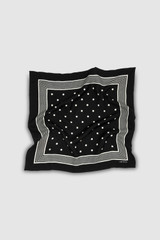 Front product shot of the Oroton Bandana Silk Scarf in Black and 100% silk for Women