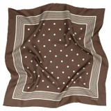 Front product shot of the Oroton Bandana Silk Scarf in Chocolate and 100% silk for Women