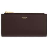 Front product shot of the Oroton Harvey Slim Zip Wallet in Chestnut and Smooth leather for Women