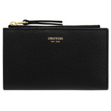 Front product shot of the Oroton Eve 12cc Zip Wallet in Black and Pebble leather for Women