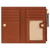 Internal product shot of the Oroton Eve 12 Credit Card Zip Wallet in Cognac and Pebble leather for Women