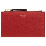 Front product shot of the Oroton Eve 12cc Zip Wallet in Dark Ruby and Pebble leather for Women