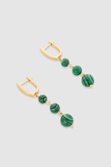 Back product shot of the Oroton Pietra Drop Earrings in 18K Worn Gold/Malachite and Semi precious stone paste for Women