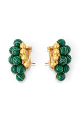 Front product shot of the Oroton Pietra Earrings in 18K Worn Gold/Malachite and Brass for Women