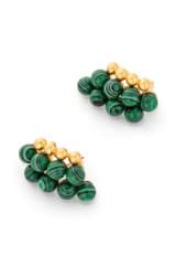 Back product shot of the Oroton Pietra Earrings in 18K Worn Gold/Malachite and Brass for Women