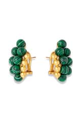 Front product shot of the Oroton Pietra Earrings in 18K Worn Gold/Malachite and Brass for Women