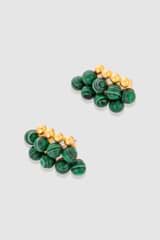 Back product shot of the Oroton Pietra Earrings in 18K Worn Gold/Malachite and Brass for Women