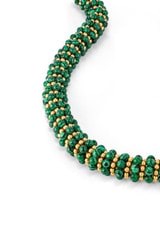 Detail product shot of the Oroton Pietra Necklace in 18K Worn Gold/Malachite and Brass for Women