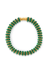 Front product shot of the Oroton Pietra Necklace in 18K Worn Gold/Malachite and Brass for Women