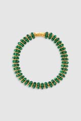 Front product shot of the Oroton Pietra Necklace in 18K Worn Gold/Malachite and Brass for Women