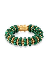 Front product shot of the Oroton Pietra Bracelet in 18K Worn Gold/Malachite and Brass for Women