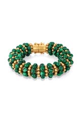 Front product shot of the Oroton Pietra Bracelet in 18K Worn Gold/Malachite and Brass for Women