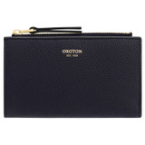 Front product shot of the Oroton Eve 12cc Zip Wallet in Dark Navy and Pebble leather for Women