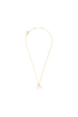 Front product shot of the Oroton Kimberley Pearl Charm Necklace in Gold/Pearl and Brass for Women