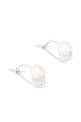Front product shot of the Oroton Kimberley Pearl Hook Earrings in Silver/Pearl and Brass for Women