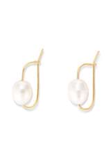 Front product shot of the Oroton Kimberley Pearl Hook Earrings in Gold/Pearl and Brass for Women