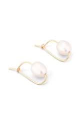 Front product shot of the Oroton Kimberley Pearl Hook Earrings in Gold/Pearl and Brass for Women