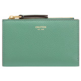 Front product shot of the Oroton Eve 12cc Zip Wallet in Sage Green and Pebble leather for Women