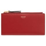 Front product shot of the Oroton Eve Slim Zip Wallet in Dark Ruby and Pebble leather for Women