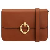 Front product shot of the Oroton Ali Medium Satchel in Cognac and Smooth leather for Women