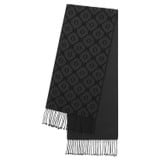 Front product shot of the Oroton Harvey Signature Two Tone Scarf in Black/Charcoal and 50% acrylic, 50% wool for Women