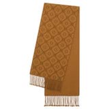 Front product shot of the Oroton Harvey Signature Two Tone Scarf in Tan/Cognac and 50% acrylic, 50% wool for Women