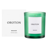 Front product shot of the Oroton Candle 300gm Soy Wax in Meadow and Hand poured soy wax in glass jar for Women