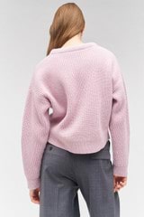 Profile view of model wearing the Oroton Boxy Crew in Pink Twist and  for Women