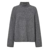 Front product shot of the Oroton Soft Roll Knit in Charcoal and 16% mohair, 42% wool, 40% nylon, 2 % spandex for Women