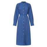 Front product shot of the Oroton Swedish Stripe Shirt Dress in Folk Blue and 100% cotton for Women