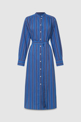 Front product shot of the Oroton Swedish Stripe Shirt Dress in Folk Blue and 100% cotton for Women