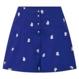 Front product shot of the Oroton Embroidered Fruit Skort in Azure Blue and 100% cotton for Women