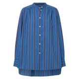 Front product shot of the Oroton Swedish Stripe Shirt in Folk Blue and 100% cotton for Women