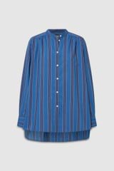 Front product shot of the Oroton Swedish Stripe Shirt in Folk Blue and 100% cotton for Women