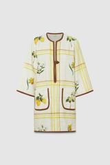 Front product shot of the Oroton Summer Picnic Tunic Dress in Vibrant Yellow and 100% linen for Women