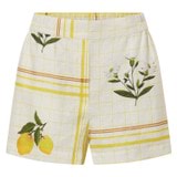 Front product shot of the Oroton Summer Picnic Short in Vibrant Yellow and 100% linen for Women