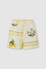 Front product shot of the Oroton Summer Picnic Short in Vibrant Yellow and 100% linen for Women