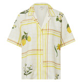 Front product shot of the Oroton Summer Picnic Camp Shirt in Vibrant Yellow and 100% linen for Women