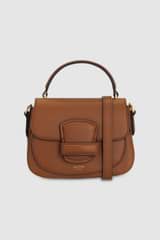 Front product shot of the Oroton Carter Mini Day Bag in Brandy and Smooth leather for Women