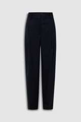 Front product shot of the Oroton Tapered Pinstripe Pant in North Sea and 95% WOOL 5% ELASTANE for Women