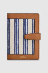 Front product shot of the Oroton Fife Canvas Passport Sleeve in Stripd Cnv/Ambr and  for Women